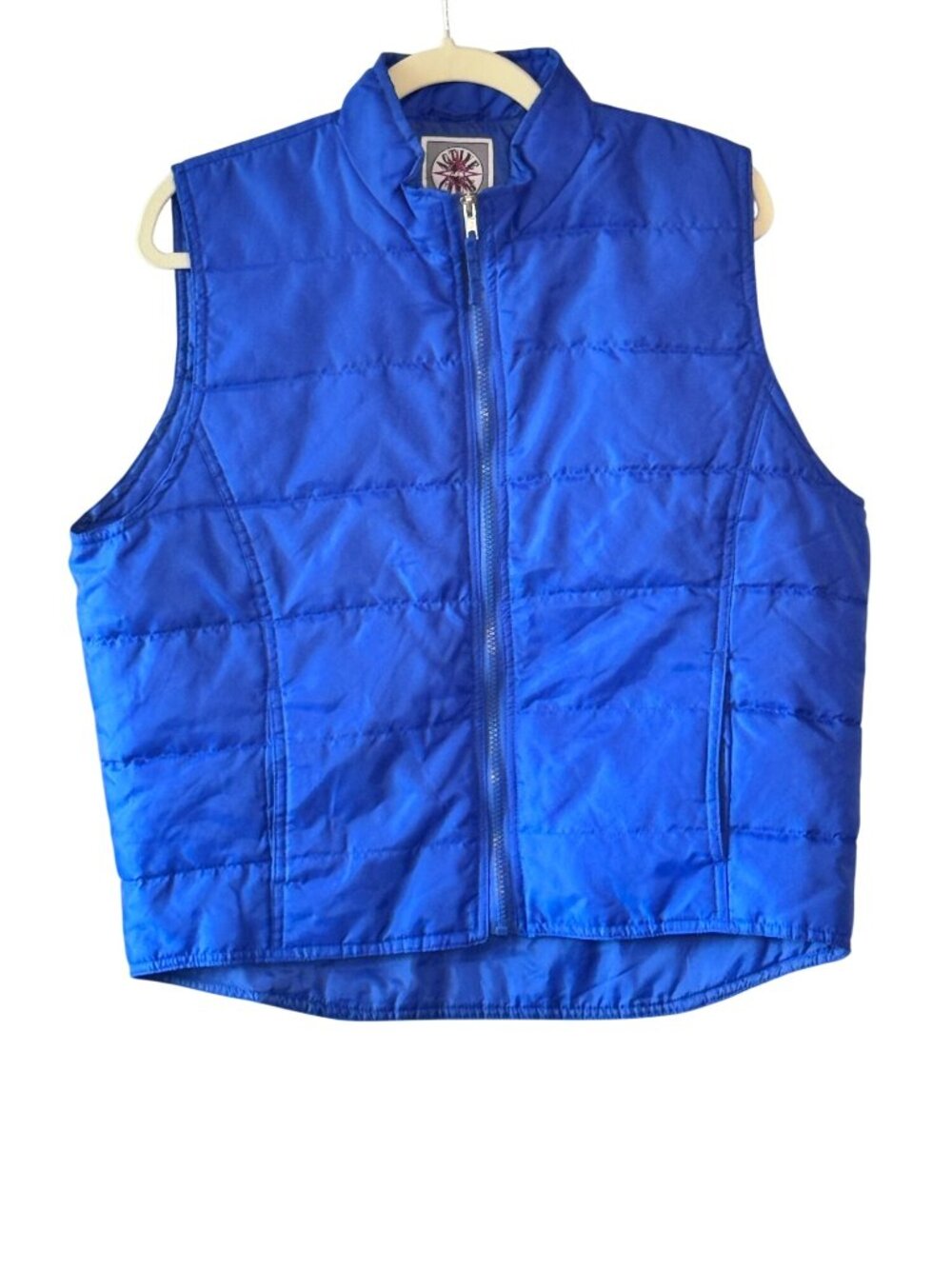 Active Club Blue Retro Puffer Vest Sleeveless Zipper Front Lightweight - XL